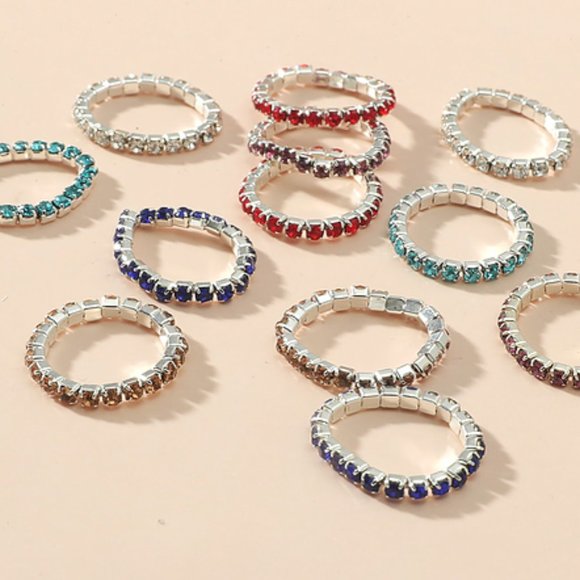 "Rainbow Room" 12PC Stretchy Sexy Toe Ring Set - Picture 2 of 3